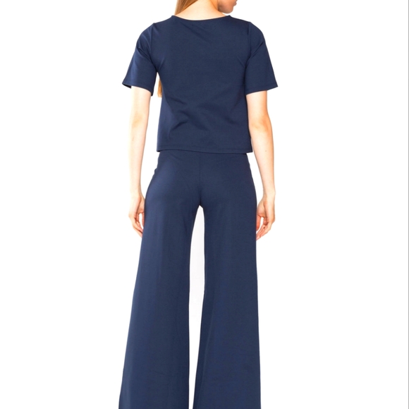 Ripley Rader Navy Ponte Knit Short Sleeve Top Extended M(3) - Picture 2 of 2